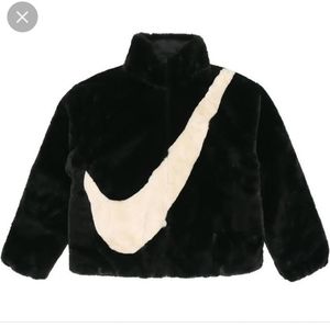 Nike swoosh logo luxe faux fur jacket